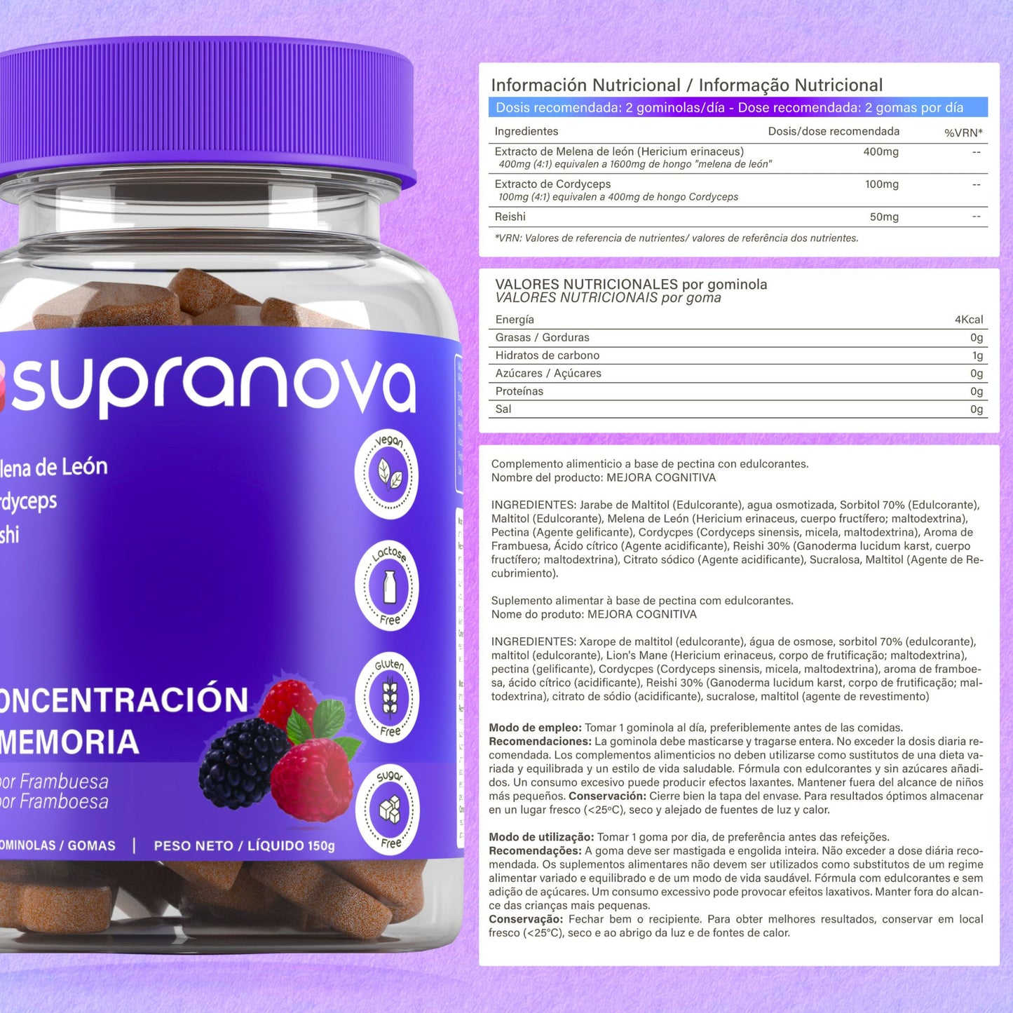 CONCENTRACIÓN Y MEMORIA (60 gominolas - SIN AZÚCAR)