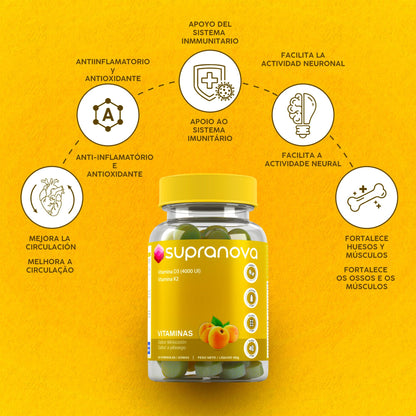 VITAMINA D3 Y K2 (60 gominolas - SIN AZÚCAR)