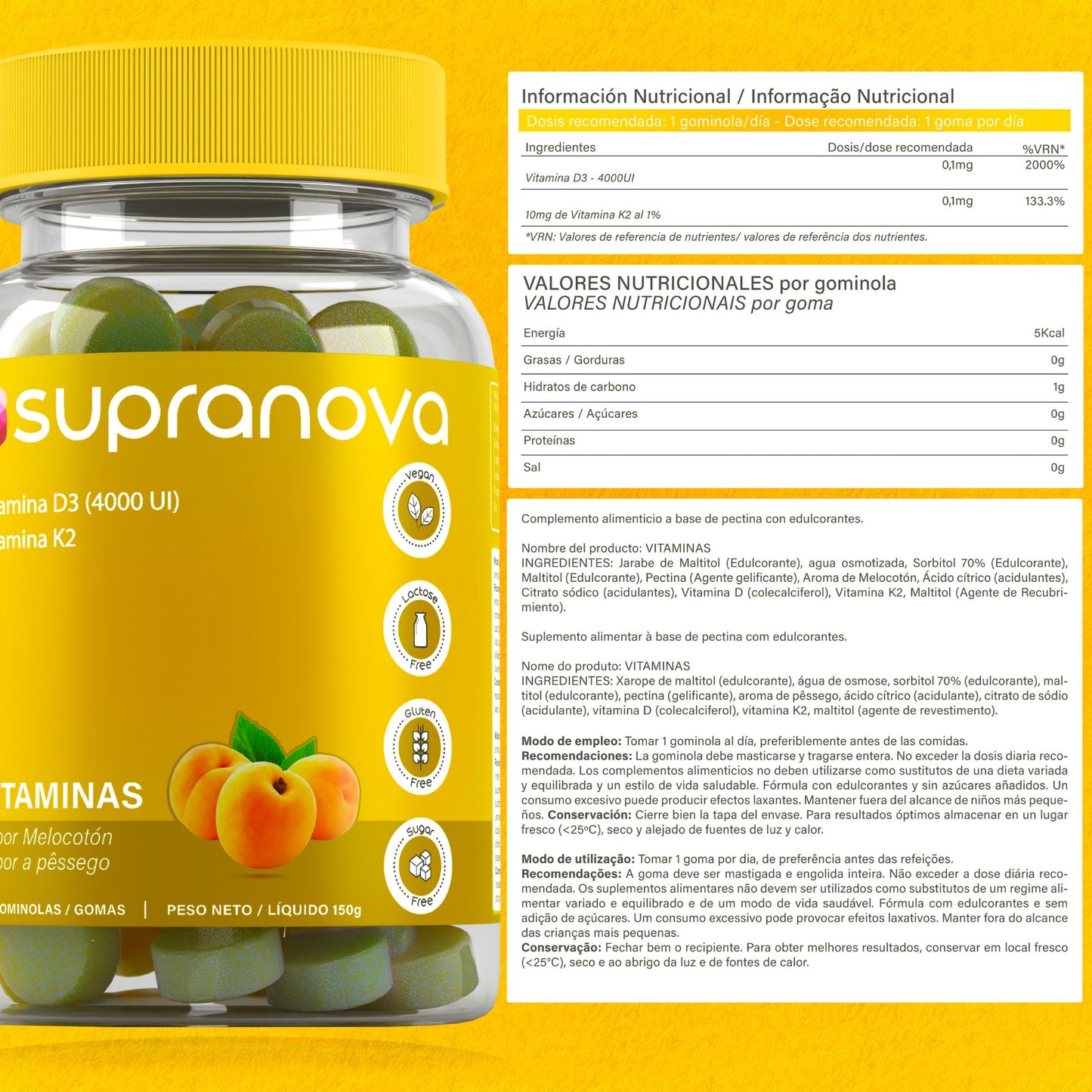 VITAMINA D3 Y K2 (60 gominolas - SIN AZÚCAR)