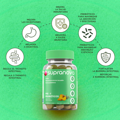 PRE y PROBIÓTICOS | SALUD DIGESTIVA (60 gominolas - SIN AZÚCAR)